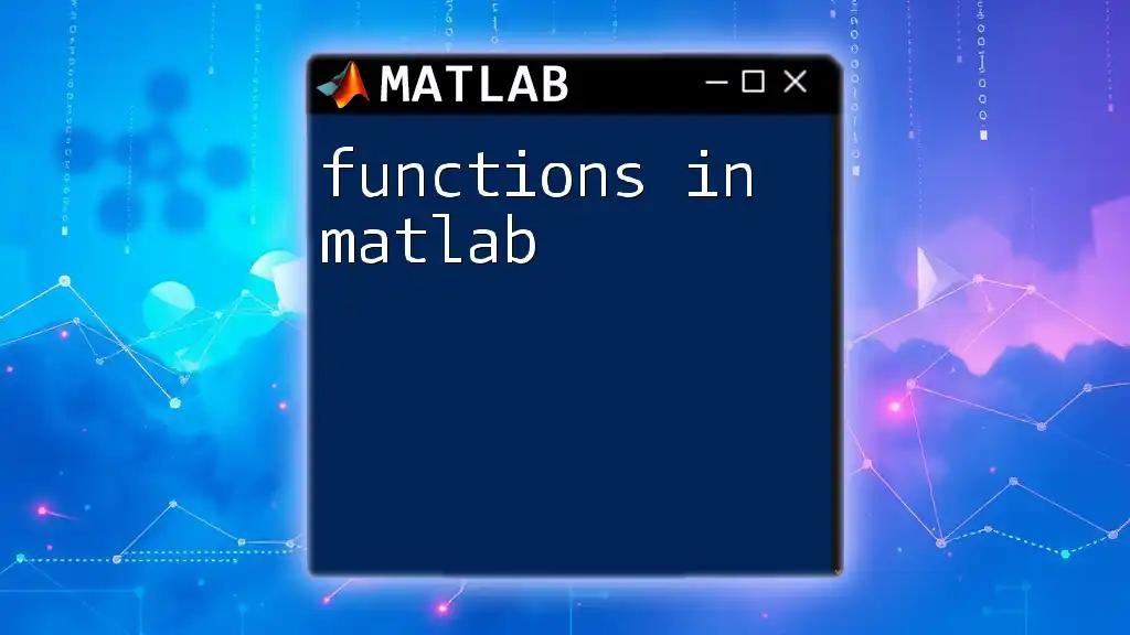 Mastering Functions in Matlab: A Quick Guide