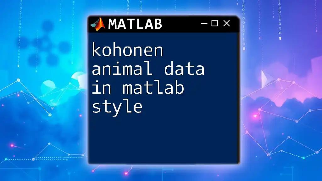 Kohonen Animal Data in Matlab Style: A Quick Guide