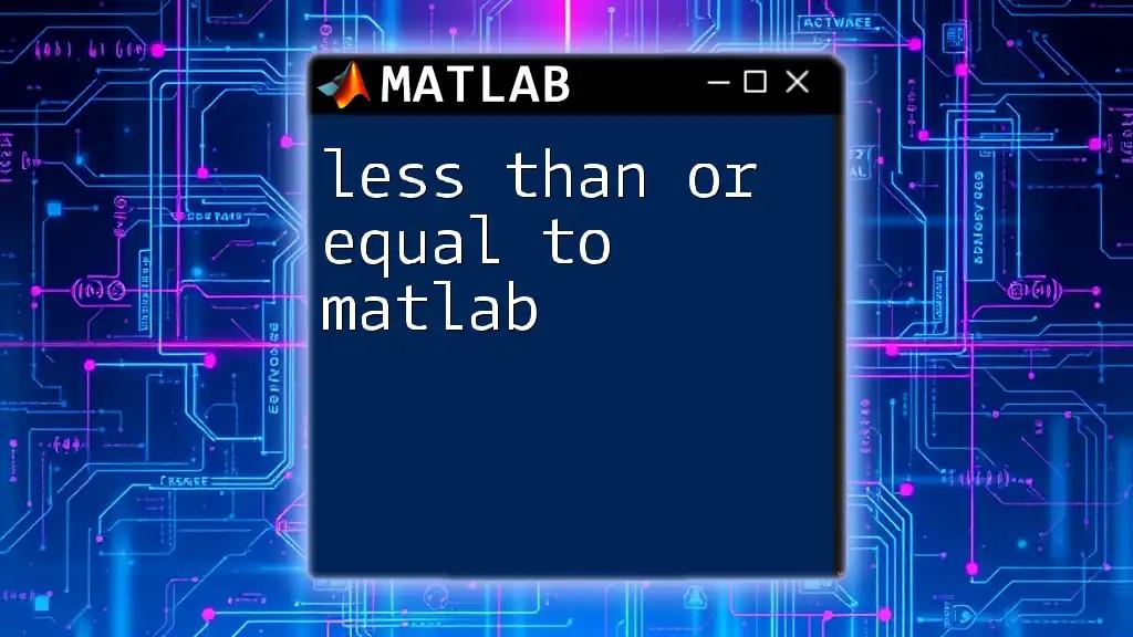 Less Than or Equal To in Matlab: A Quick Guide