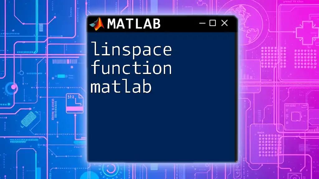 Mastering the Linspace Function in Matlab: A Quick Guide