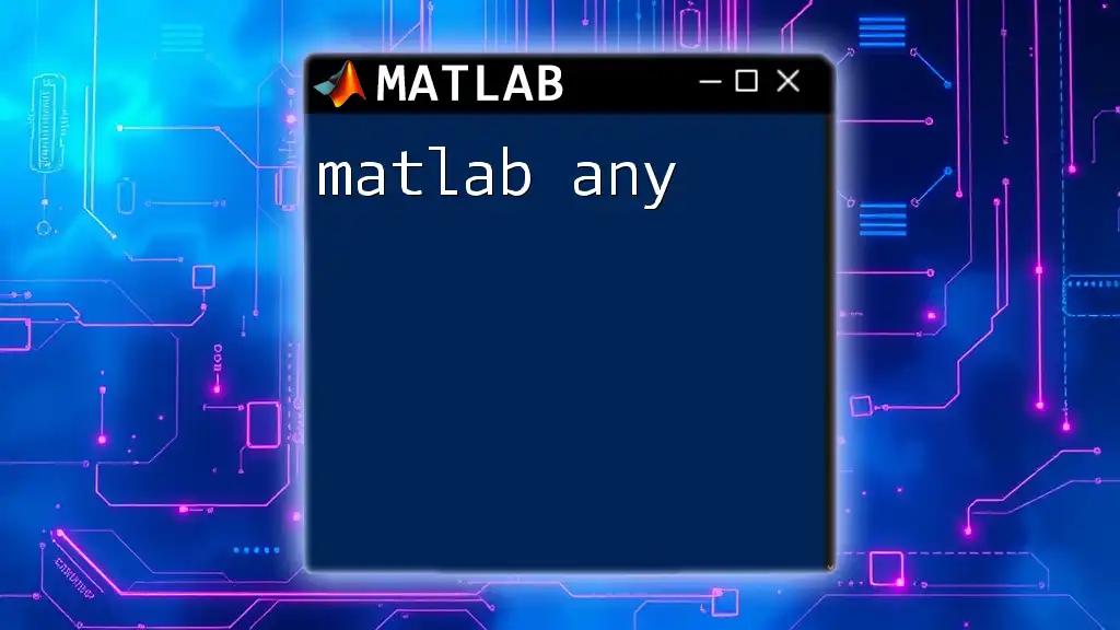 Understanding matlab Any: Mastering Array Checks