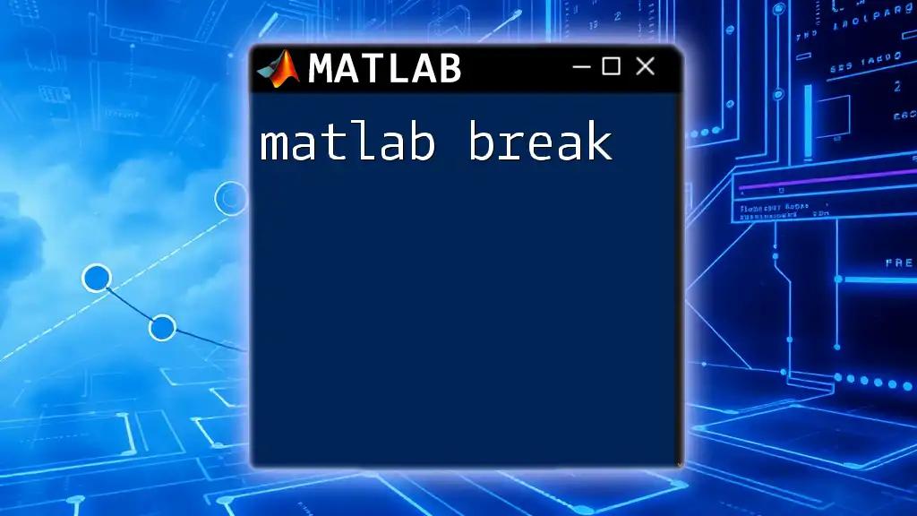 Mastering Matlab Break: A Quick Guide to Control Flow