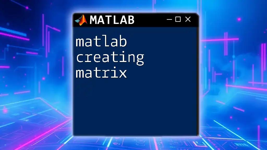 Mastering Matlab Creating Matrix in Minutes