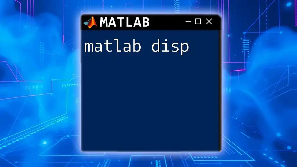 Mastering Matlab Disp for Effortless Output