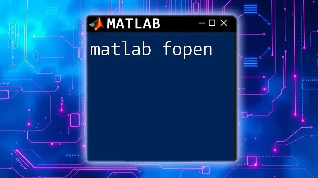 Mastering Matlab Fopen: Your Guide to File Access