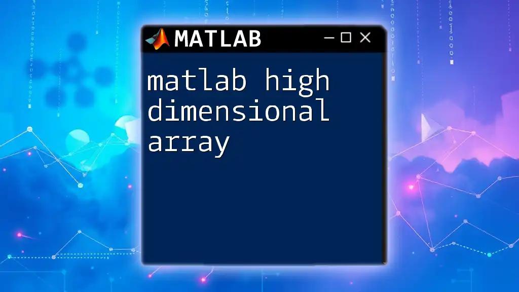 Mastering Matlab High Dimensional Array: A Quick Guide