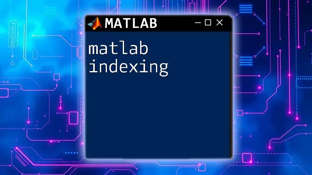 Mastering Matlab Indexing: A Quick Guide