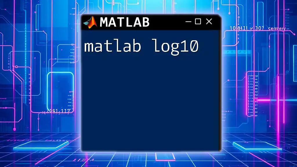 Mastering Matlab Log10: A Quick Guide to Base-10 Logs