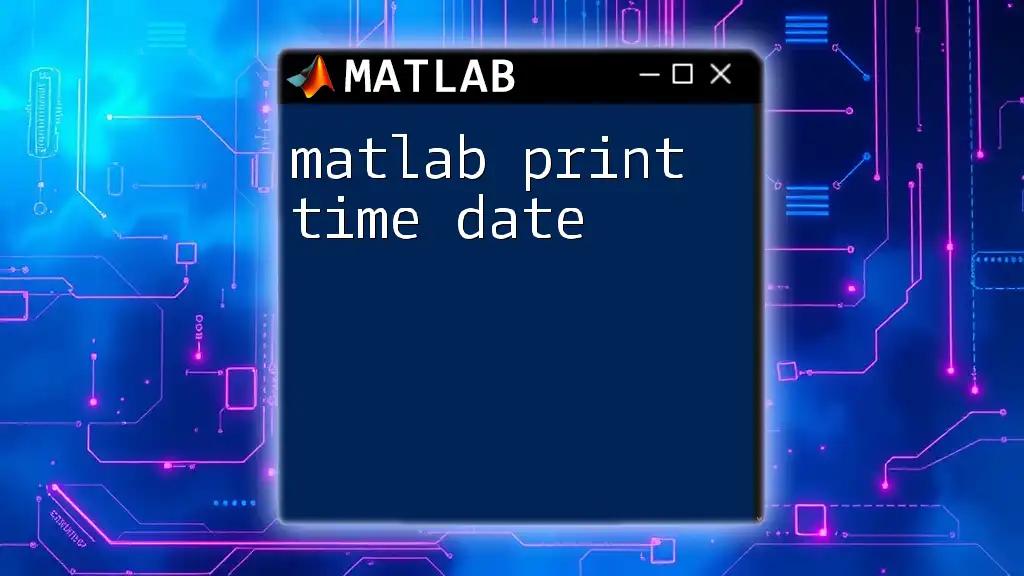 matlab Print Time Date: Quick Guide to Formatting Output