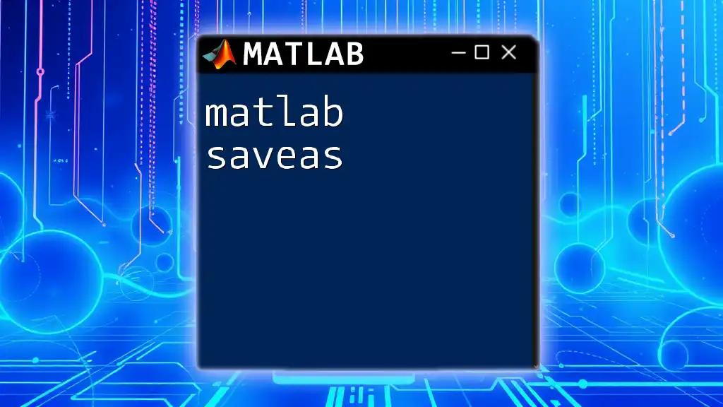 Mastering Matlab Saveas: A Quick Guide to Saving Figures