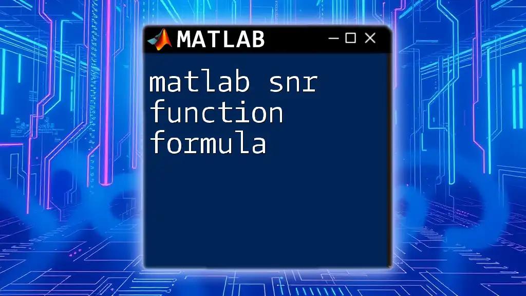 Matlab SNR Function Formula Explained Simply