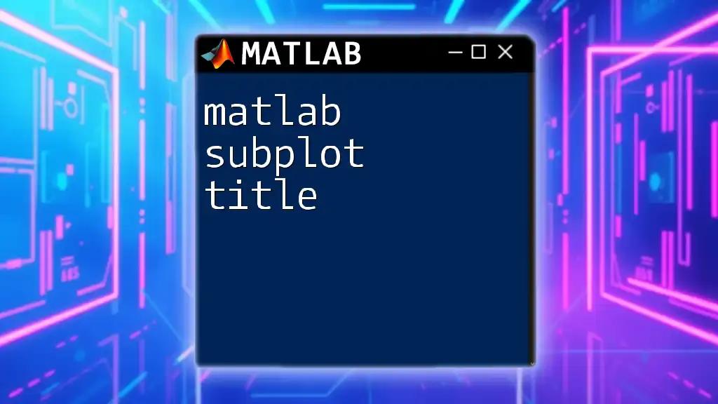 Mastering Matlab Subplot Title Customization