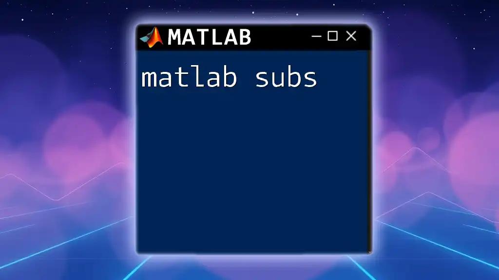 Mastering Matlab Subs: A Quick Guide