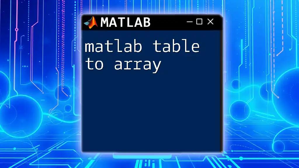 matlab Table to Array: Quick Conversion Explained