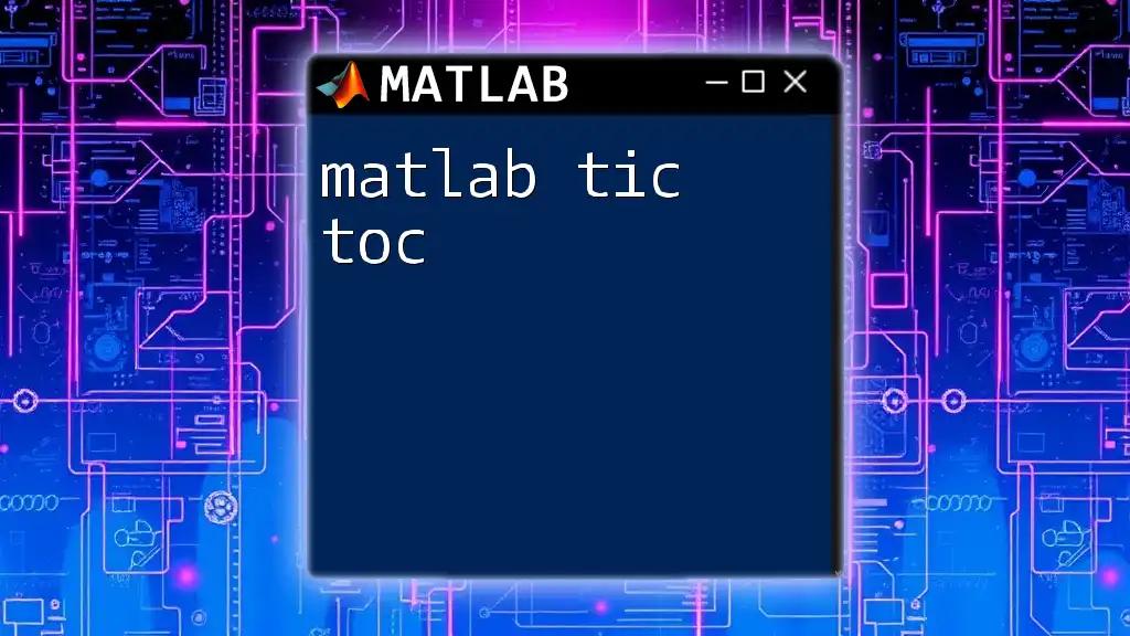 Mastering Matlab Tic Toc for Perfect Timing