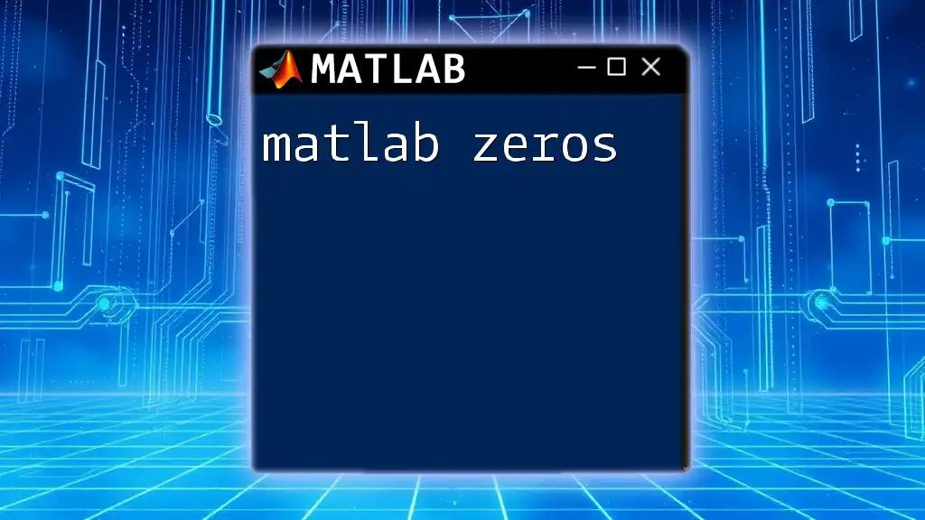 Mastering Matlab Zeros: A Quick Guide to Zeros Function