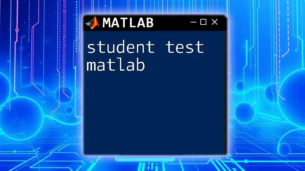 Mastering Student Test Matlab: A Quick Guide