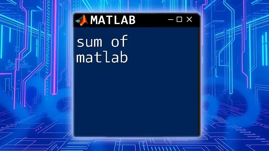 Sum of Matlab: Quick Guide to Mastering Summation