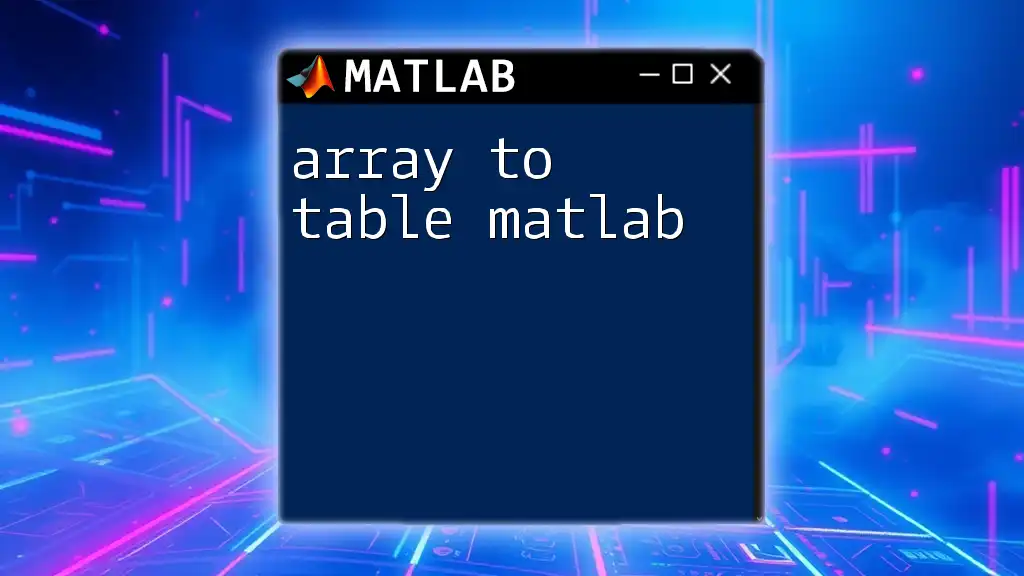 Array to Table in Matlab: A Quick Guide