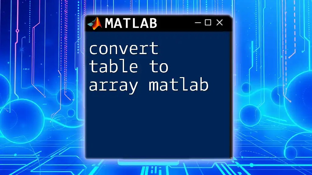 Convert Table to Array in Matlab: A Quick Guide