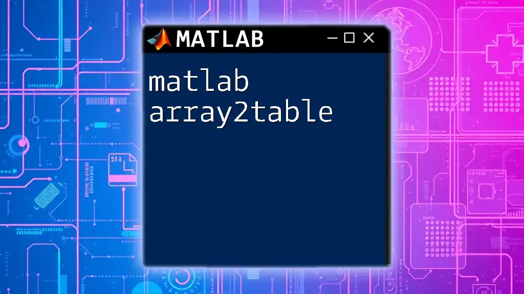 Mastering matlab array2table for Quick Data Conversion