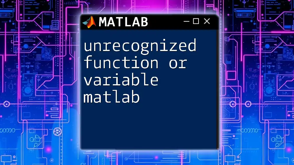 Unrecognized Function or Variable in Matlab: A Quick Guide